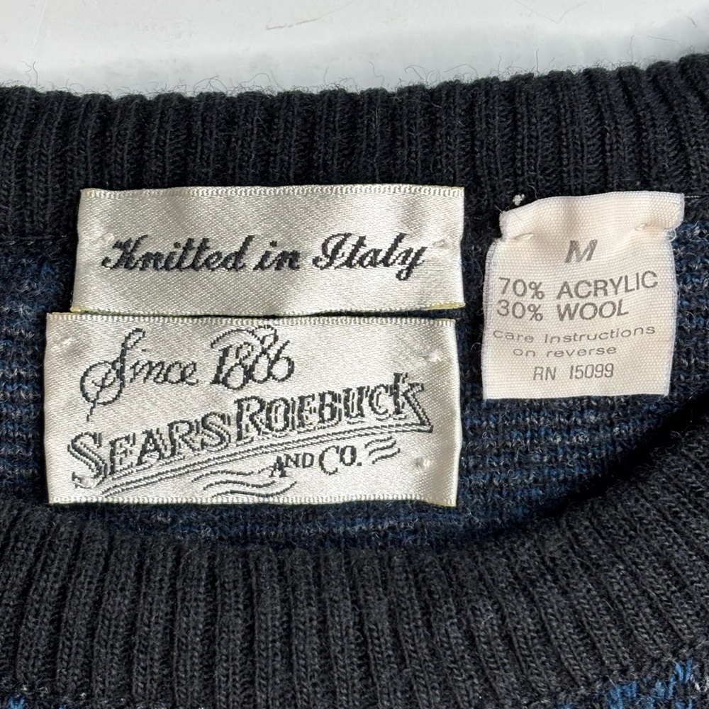 Vintage Sears Roebuck Wool Blend‎ Geometric Patterned Knit Sweater Italy - Picture 2 of 7